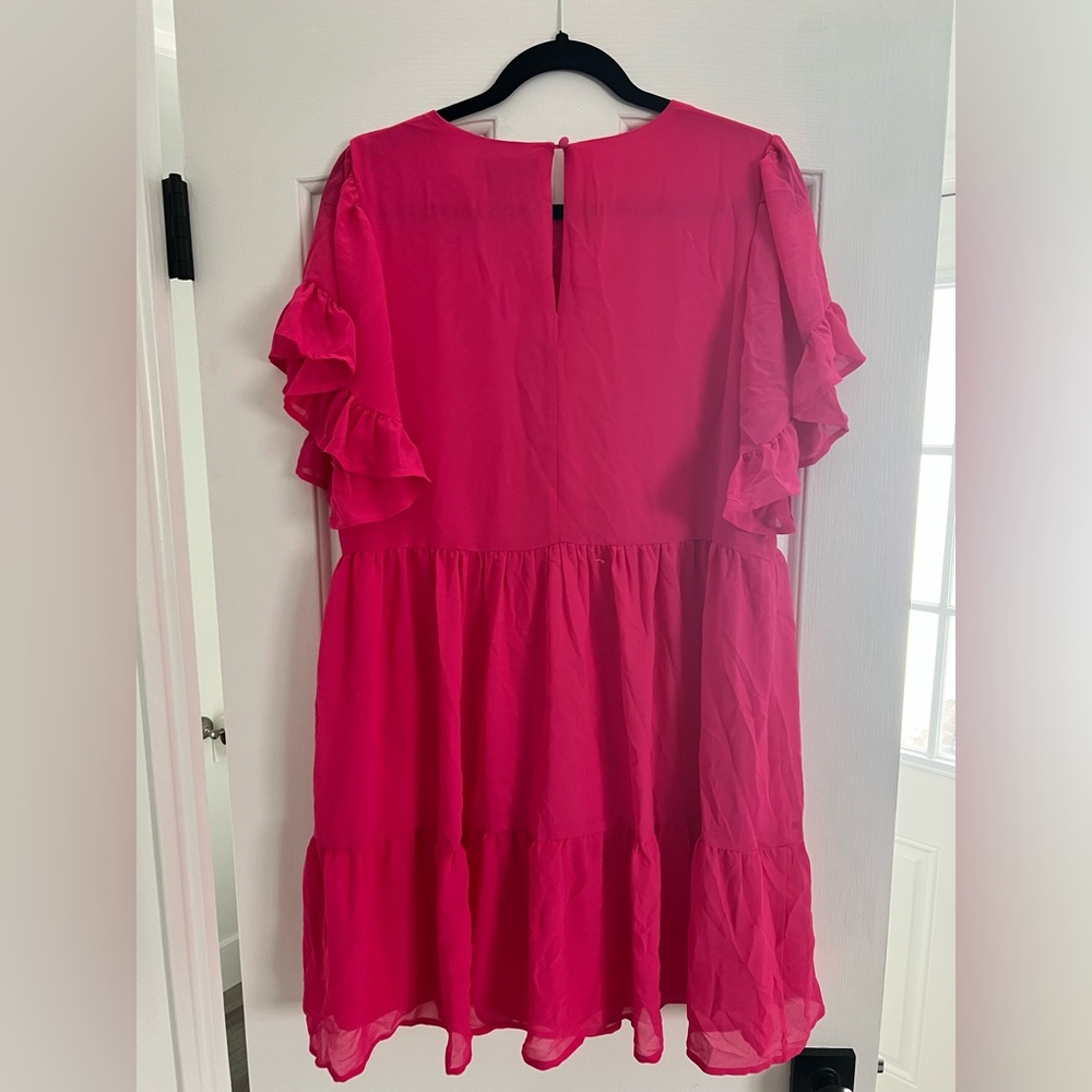 Hot Pink Sam Edelman Babydoll Dress- Large - Picture 2 of 3